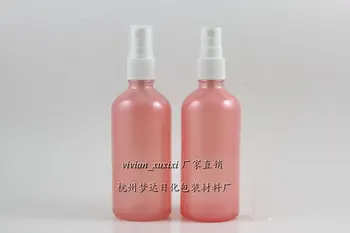 100ml roz rotund sticla de parfum cu alb pulverizator,de călătorie reîncărcabile gol spray atomizor parfum container,roz sticlă