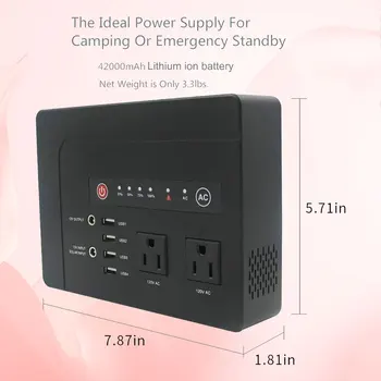 200 watt portabil putere banca cu priza de curent ALTERNATIV, 42000mAh alimentare pentru camping, 2 AC porturi, 4 porturi USB, 2 DC porturi...