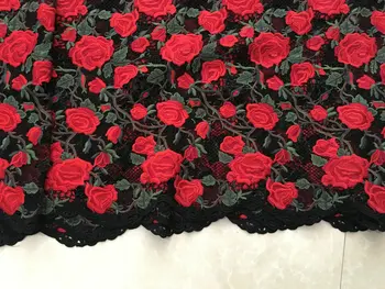 2019 nouă floare roșie de imprimare paiete ochiurilor de plasă tesatura de îmbrăcăminte de primăvară și de vară rochie handmade, DIY poliester pânză de moda