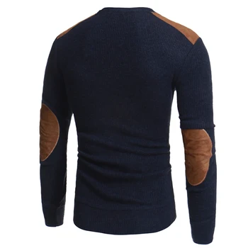 2020 bărbați pulover stil de colegiu patch-uri groase și gât rotund pulover de moda pentru bărbați fleece gros pulover