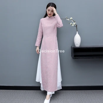 2021 cheongsam ao dai vietnam stil doamnă elegantă rochie retro mandarin guler aodai rochie rochie chinez qipao rochie orientale