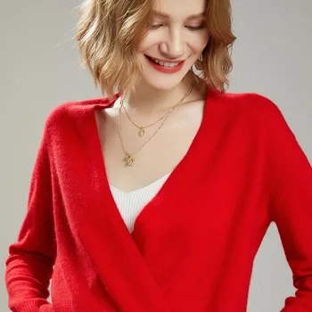 2021 femeie de iarna Cașmir pulovere Pulovere tricotate jumper Caldă Femei V-neck bluza albastra cu maneci lungi haine
