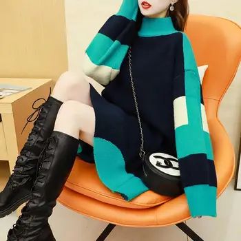 2021 toamna și iarna moda noua jumătate pulover femei cu mult stil coreean liber de potrivire de culoare jacheta tricotata