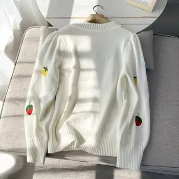 2022 primăvara și toamna noi tricotate gât rotund pulover de moda de petrecere a timpului liber leneș stil design cârlig de flori Pulover pulover tricotate