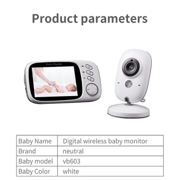 3.2 inch Baby Monitor Wireless Video Color de Înaltă Rezoluție Reda Muzica de Noapte Viziune de Monitorizare a Temperaturii Camerei baby-sitter