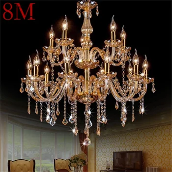 8M Europeană Stil Candelabru Lampă cu LED-uri Cristal Pandantiv Lumânare Amber Corpuri de iluminat de Interior pentru Acasa, Hotel, Sala de
