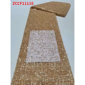 Africa franceză de Lux Dantelă Haine de Nunta de Promovare Mare Nigerian Tul Plasă de Paiete Material Textile 5 Metri/Lot ZCCF11116