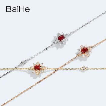 BAIHE Solid 18K Aur Galben Ruby H/SI Diamante Naturale Brățară Femei браслет Cadou de Nunta Logodna Trendy Bijuterii Fine Face