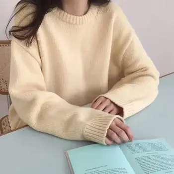 Bomboane De Culoare Pulover Femei 2020 Coreene Noi, Vintage Pulovere Tricotate O Gât Vrac Moale Doamne Elegante Haine
