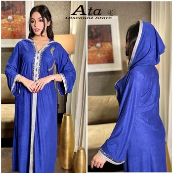 Caftan de catifea India, Pakistan Mult Abaya Pentru Doamna Musulmana Islam Îmbrăcăminte jalabiya din orientul Mijlociu stil Național Mantie cu glugă