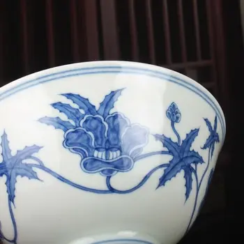 Chineză Albastru și Alb Portelan Pictate manual Bame Design Castron 5.75 inch