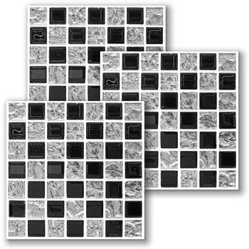 Creative Auto Adeziv Negru Placi de Mozaic Autocolante 10buc Bucatarie Baie Decor Acasă rezistent la apa Ulei-Dovada de Perete din PVC Decalss