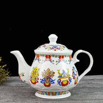 Creative mic Tibetan opt comori de bun augur ceainic, unt set de ceai, Naționale Ceramica lotus oală