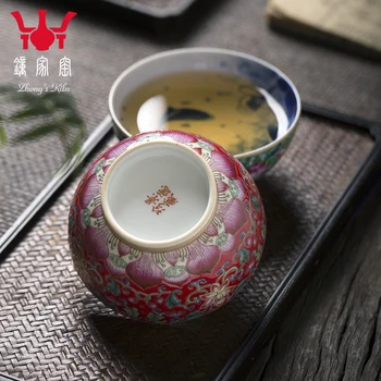 Culoare de mână-pictat ceașcă de ceai eșantion ceașcă de ceai kung fu master cupa singură ceașcă triunghi flori model cerc macrou castron