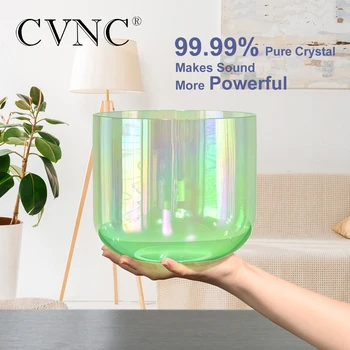 CVNC 6 Inch Notă F Verde Cosmice Lumina de Cristal Cântând Bowl pentru Meditație Sunet de Vindecare, cu acces Gratuit Silicon Ciocan și O-rin