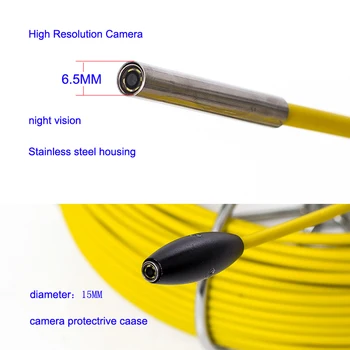 Diametru 6.5 mm Conducta de Gaze de Inspecție Camera Cu 6 buc LED-uri Lumini de Conducta de Canalizare Video Camera de Inspecție a Sistemului de 7inch Monitor 20m Cablu