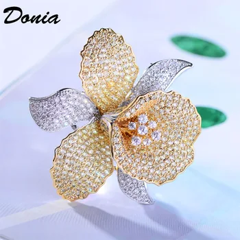 Donia bijuterii de Moda de lux boutonniere încrustat culoare AAA zircon flori de înaltă calitate brosa floare accesorii rochie pin bijuterii