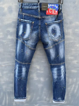 DSQUARED2 New Style Rupt Bărbați/Femei Blugi de Moda Auto-Cultivare Cusaturi de Trei-Dimensional Micro-Elastic Patch Pantaloni T136