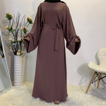 Femeile Musulmane Maxi Rochii Rochie Vrac Nidha Mâneci Lungi Culoare Solidă Dubai Turcia Islam Haine Caftan Haină Modestă Rochie Eleganta