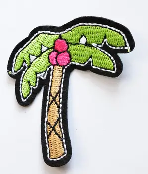 Fierbinte! Palmier de nucă de Cocos Plaja Tropicala Brodate Fier Pe Patch Aplicatiile (dimensiunea este de aproximativ 5.5 * 6.5 cm)