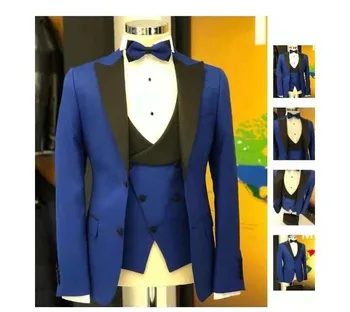 Frumos Două Butoane Cavalerii De Onoare Vârf Rever Mire, Costume Barbati Costume De Nunta/Bal Cel Mai Bun Om Blazer ( Sacou+Pantaloni+Cravata+Vesta) A170
