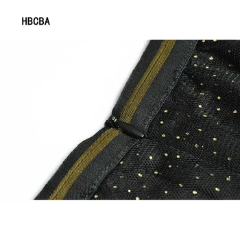 HBCBA Designer de Moda Toamna Negru Fuste Costum Femei V-Neck felinar cu Maneci Tricotate de Sus＋Ochiurilor Fusta Set de Doua Bucati