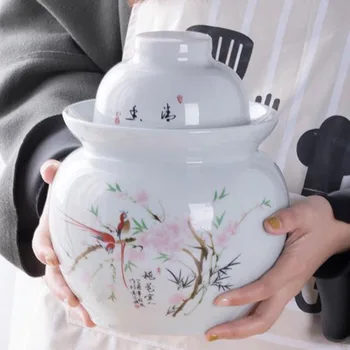 Jingdezhen Ceramică Borcane De Murături Bucătărie Acasă Kimchi Accesorii Recipient De Decapare Borcan De Muraturi Cutie Legume Sigilate Rezervor De Stocare