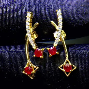 KJJEAXCMY bijuterii fine naturale rubin argint 925 femei cercei pietre semipretioase noi Știfturi de Ureche test de suport clasic de vânzare fierbinte