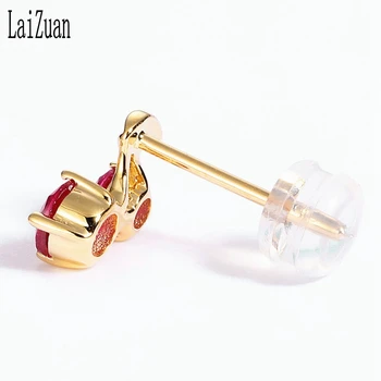 LaiZuan Solid 18K (AU750) Aur Galben Rotund rosu Autentic Topaz Cercei Stud Pentru Femei Fată la Modă Drăguț Bijuterii Fine Cadou Elegant