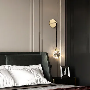 LED-uri moderne Perete de Cristal de Lux Lumina Cupru Lămpi de Perete pentru Dormitor, Camera de zi de Decorare Culoar Scări Decor Acasă de iluminat