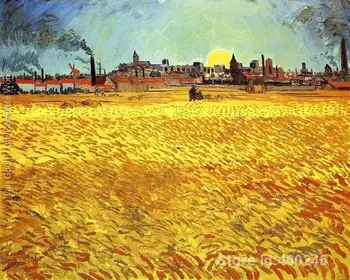 Lucrare de Vincent Van Gogh Seară de Vară lan de grâu cu apusul soarelui pictura in Ulei pe panza reproducere de Înaltă calitate, pictate manual