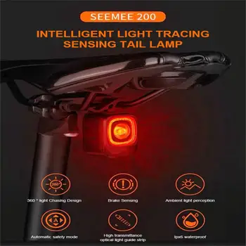 Lumini pentru biciclete Inteligent de Frânare lampa spate Impermeabil de Încărcare USB Smart Senzor de Lumina Coada Road Bike de 200 de Lumeni Accesorii pentru Biciclete