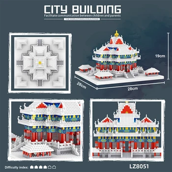 Mini-Oraș Faimos Clasic Arhitectura Chineză Blocuri MOC Prieteni China Templul Cerului Cărămizi Jucarii pentru Copii Cadouri