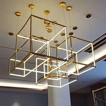 Moderne, geometrice candelabru art design pătrat postmodern de lux lumina de Interior Decor Cameră de zi Hol minimalism candelabru