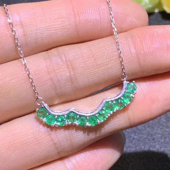 Naturel verde smarald bijuterie Colier S925 feliuta naturale de piatră prețioasă Colier Pandantiv val geometrie femei fata de partid cadou bijuterii
