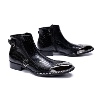 New sosire negru clasic din piele glezna cizme barbati oțel pentru pantofi de lucru cizme de cowboy barbati militare pantofi încălțăminte de iarnă