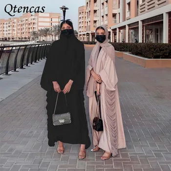 Nida Sifon Musulmane Hijab Rochie de Eid Caftan Halat Dubai Abaya Kimono arabă Abayas pentru Femei Rochii de turci Ramadan Islam Haine