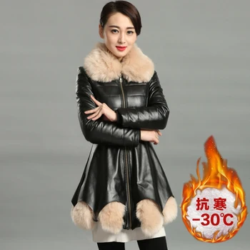 Noi Imitație de blană de Vulpe guler de piele PU Sacou Cald Iarna Jachete Femei Plus dimensiune Jachete de blană de Nurcă de îmbinare Windproof Palton F1079