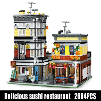 Noua Idee City Street View Delicioase Sushi Restaurant Model Cărămizi Set Creativ Casa de Blocuri de Jucărie pentru Copii Cadou de Crăciun
