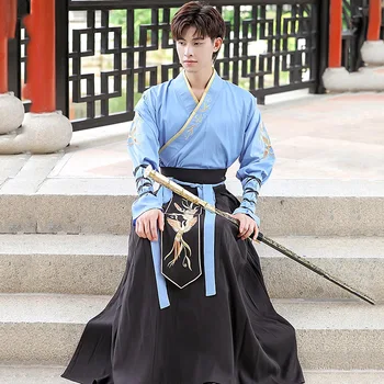 Original Hanfu Îmbrăcăminte pentru Bărbați Student Stil Vechi Zână Elegant Student Cavaler Stil Chinezesc de zi cu Zi Veritabilă Performanță Costum