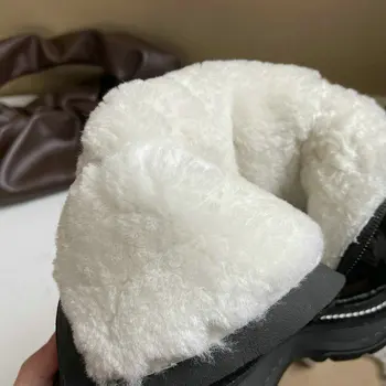 QZYERAI 2021 Iarna Fierbinte Vanzare Apartament Casual Lână Pantofi Femei Cizme de Zăpadă din Piele Dantela-Up Zip Confortabil Glezna Cizme pentru Femei