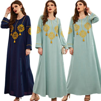 Ramadan Eid Femei Broderie Rochie Lunga Caftan Abaya Islam Îmbrăcăminte Dubai Etnice Ciucure Arab Musulman De Moda De Primăvară Rochie De Toamna