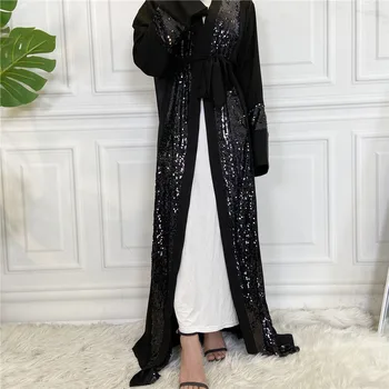 Ramadan Islamic Abaya Deschide Kimono Femeile Musulmane Maxi Halat De Paiete Petrecere Seara Dubai Caftan Jilbab-Ul Arabă Cardigan Orientul Mijlociu