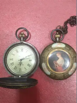 Rare Vechi Qing royal ceas ALAMĂ \ mecanice ceas de Buzunar, frumusețe și piatră prețioasă ceas, #57, Gratuit de transport maritim