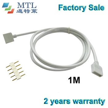 RGBW cablu de extensie fir de 1m alb, lung, 50 buc/lot, 5 pini conector de sex feminin, pentru 5050 RGBW benzi cu LED-uri de 10mm PCB, fabrica de en-gros