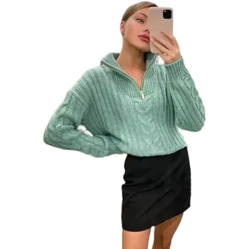 Ropa mujer invierno 2021 noi femei pe gât cu fermoar fir pulover îngroșa leneș suplimentar purta pulover pulover