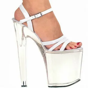 Sexy 20cm scurtă, pantofi cu toc inalt platforma sandale sandale mireasa, pantofi de nunta Toc cui Deschis 8 Inch Sandale albe