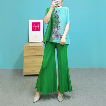 Vara Noi Miyak Cutat tricou pentru femei de Moda Imprimate Vrac de Mari Dimensiuni Margele cu mânecă scurtă T-shirt femei Topuri Maree