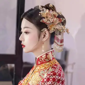 Vintage Chineză Hanfu Floare Floare Accesorii De Par Set Delicat Retro Mireasa Costum HeadwearJewelries