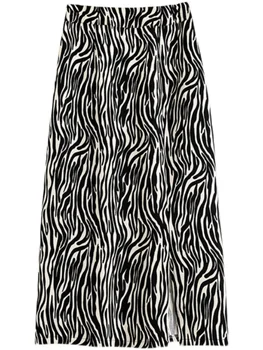 Vintage Zebra Femei Fuste Vara Noi De Înaltă Talie Direct Genunchi Lungime Subțire Sexy Femei De Îmbrăcăminte De Calitate Superioară